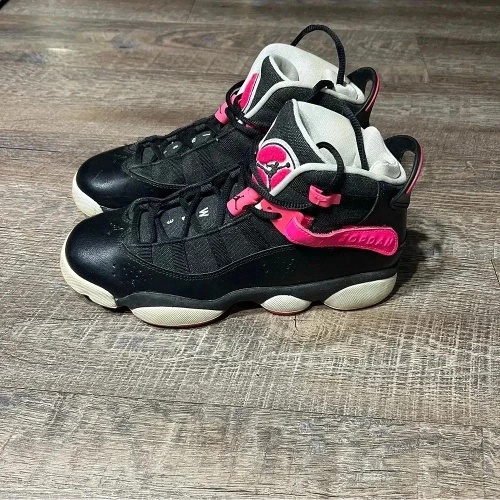 🔥 Nike Air Jordan 6 Rings Black Basketball Sneakers 323399‎ 061 Sz 4.5 Y=…